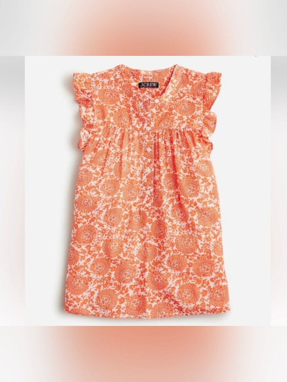 J. Crew Orange Paisley Ruffle Sleeve Top For Summer